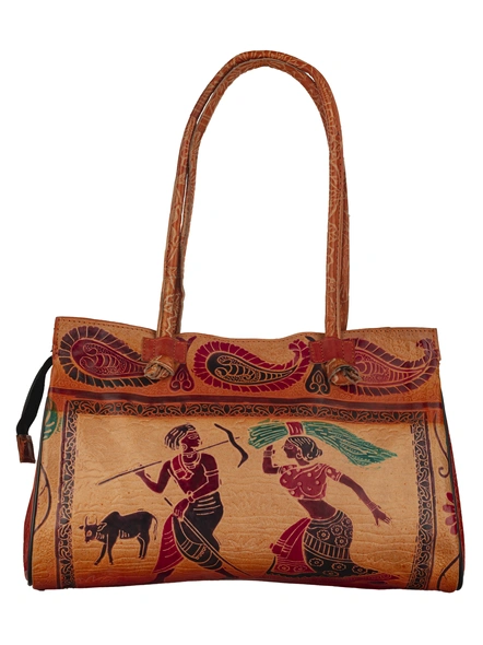 Shantiniketan Leather Large shoulder bag (15*12)-DSI-SSBL15x12