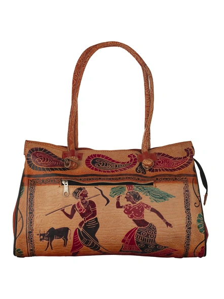 Shantiniketan Leather Large shoulder bag (15*12)-Multicolor-Genuine Leather-Shoulder Bag-Female-Adult-1