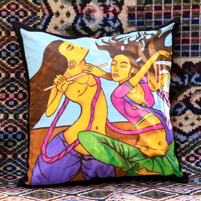 Hand Painted Cotton Cushion Cover Ecstasy (16inch X 16inch)