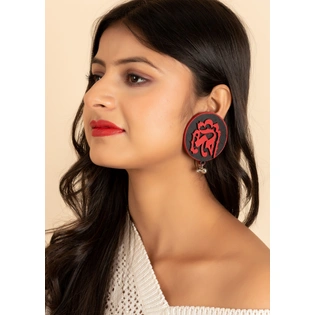 Quirky Black Red Devi Earring with Ghungroo