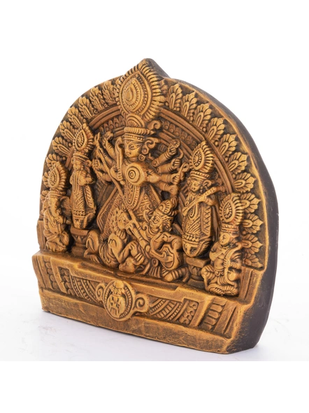 Terracotta Table-top Durga Family-Gold-Terracotta-8 Inch-Wall Accent-1