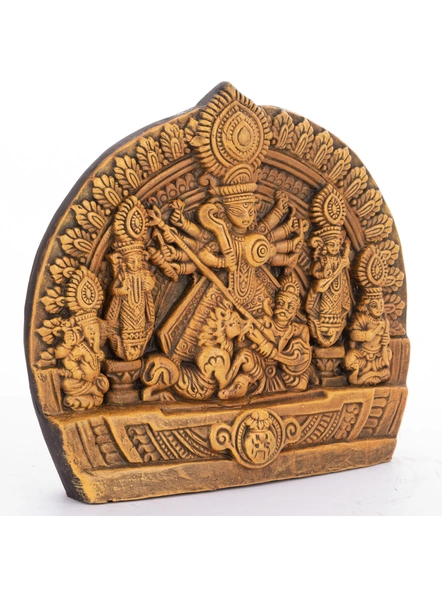 Terracotta Table-top Durga Family-Gold-Terracotta-8 Inch-Wall Accent-2