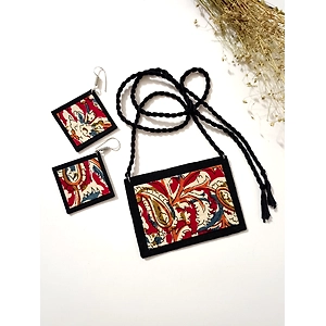 Designer Cotton Kalamkari Rectangular Neckpiece Set
