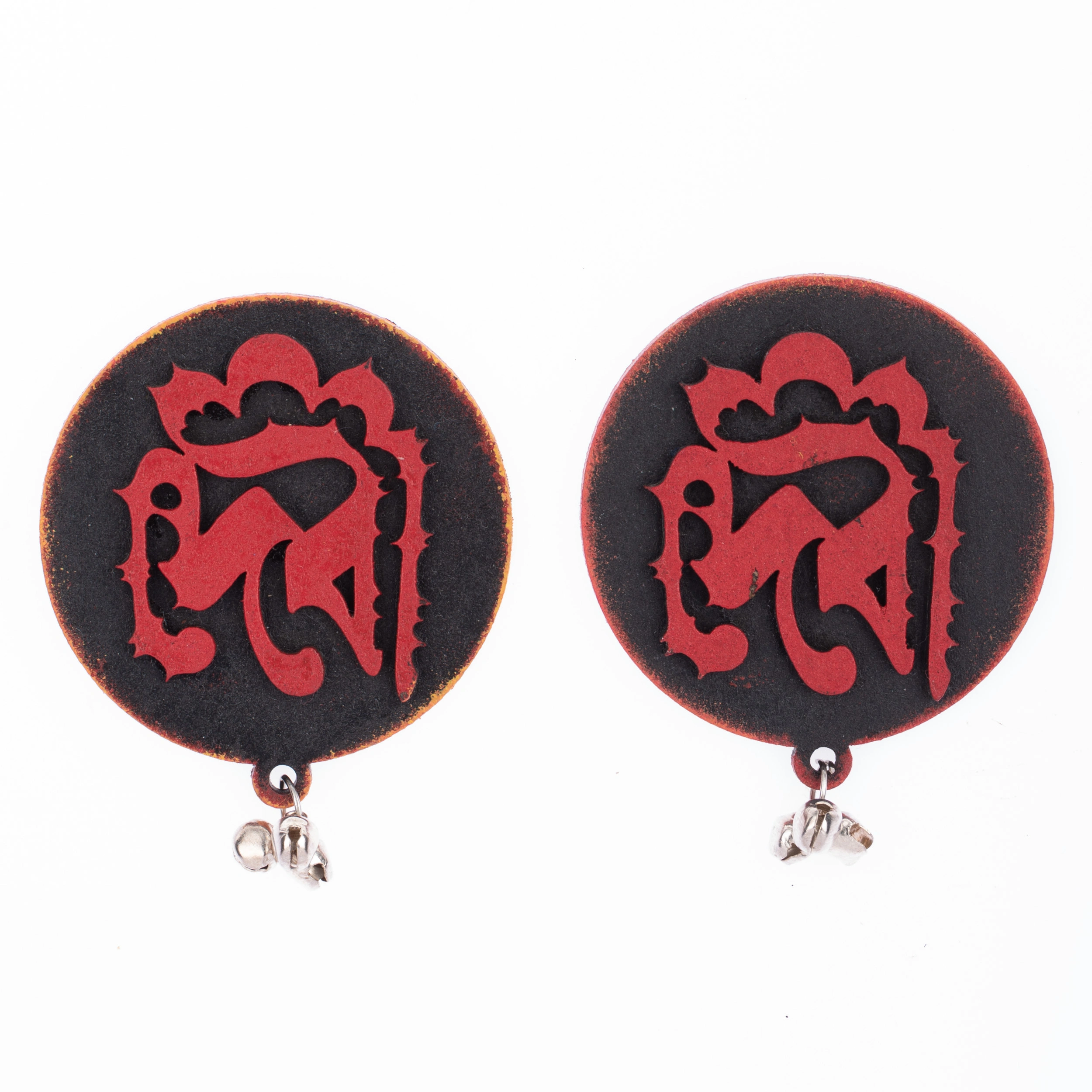 Quirky Black Red Devi Earring with Ghungroo-1