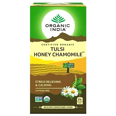 Organic India Chamomile Tea - Tulsi Honey 43.5 gm (25 Bags x 1.7 gm each)-SKU-TEA-002