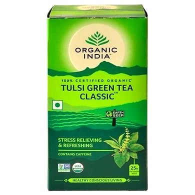 Organic India Infusion Bags - Tulsi Green Tea 43.5 gm (25 Bags x 1.7 gm each)-SKU-TEA-003