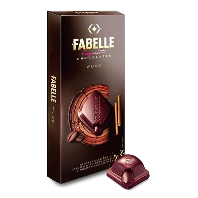 Fabelle Luxury Chocolates Wood Centre Filled Bar Infused with Dark Mousse, Cinnamon and Coffee 131g-SKU-6825