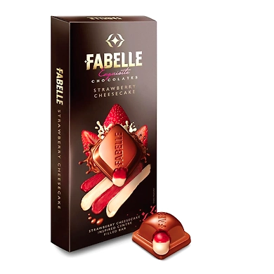 Fabelle Luxury Chocolates Strawberry Cheese Centre Filled Bar Infused with Cheese Mousse and Strawberry 131g-SKU-6833