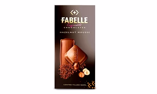 Fabelle Exquisite Chocolates Hazelnut MOUSEE, Centre Filled Bars, 130g