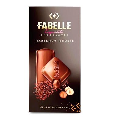 Fabelle Exquisite Chocolates Hazelnut MOUSEE, Centre Filled Bars, 130g-SKU-6843