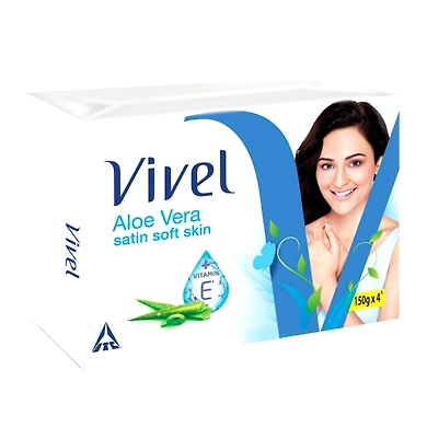 Vivel Aloe Vera Soap,Satin Soft Skin Vitamin E, 150g (Pack of 4)-SKU-6993