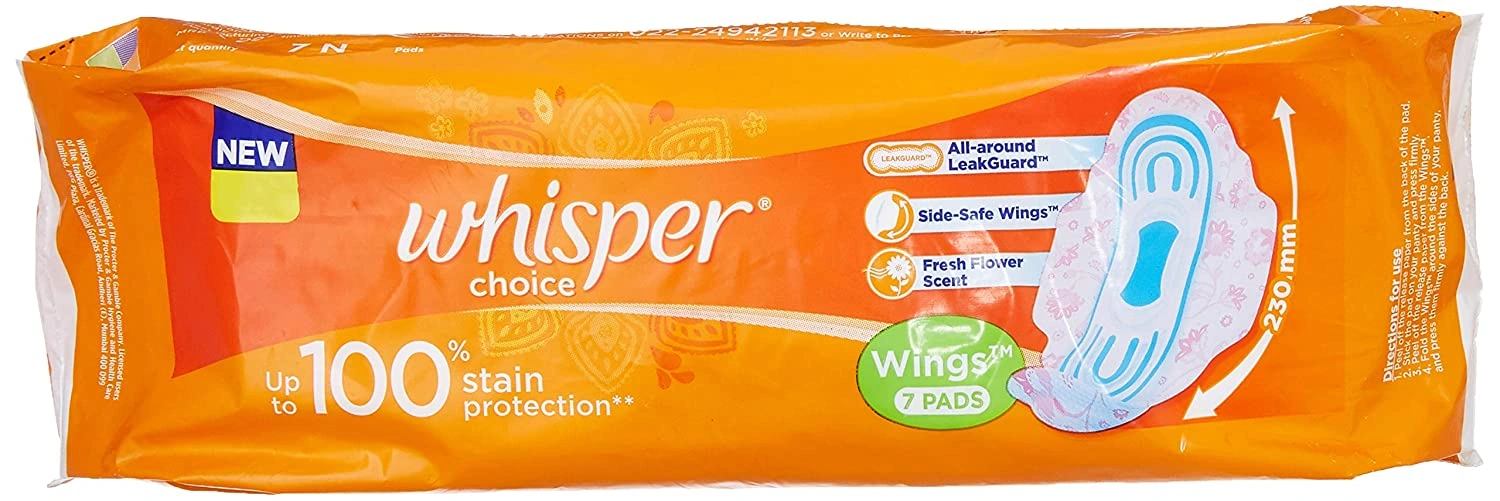 Whisper Choice Sanitary Napkins with Wings (Pack of 7)-SKU-SN-01