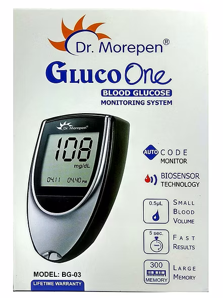 Dr. Morepen BG-03 Gluco One Glucometer Combo, with 25 Strips-BBPCMP001
