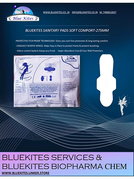BLUEKITES-SOFTCOMFY-275MM SANITARY PAD-PACK OF 5 (5X7)-BBPCSP928276