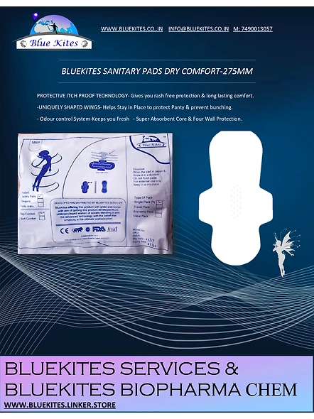 BLUEKITES-SANITARY PADS-275MM DRY COMFORT PACK OF 5(7X5)-BBPC2457262524
