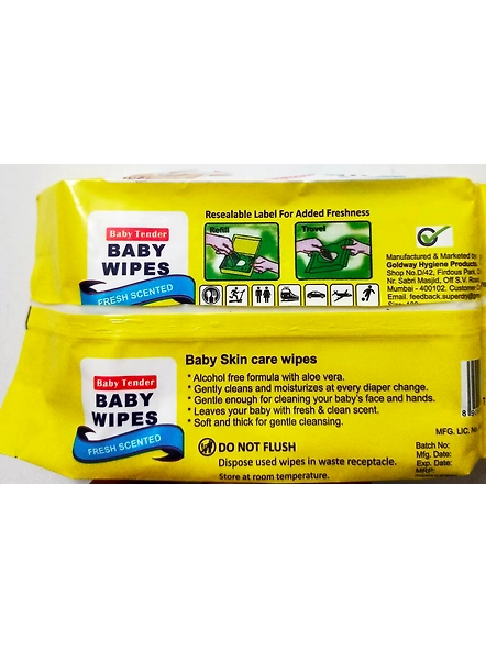 Baby wipes Yellow pack of 2(80x2)