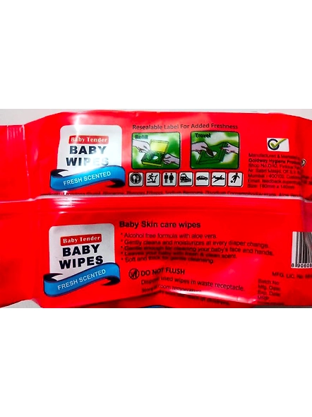 Baby wipes orange pack of 2(80x2)