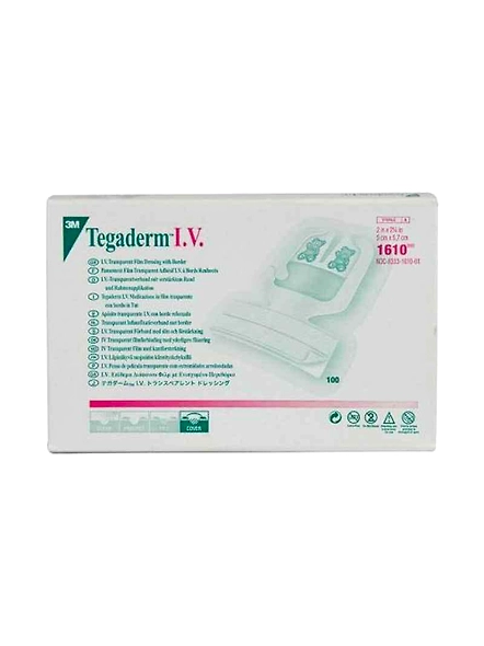 3M Tegaderm IV Transparent Dressing Film, 1610IN (Pack of 100)-BBPC2457SURGI390