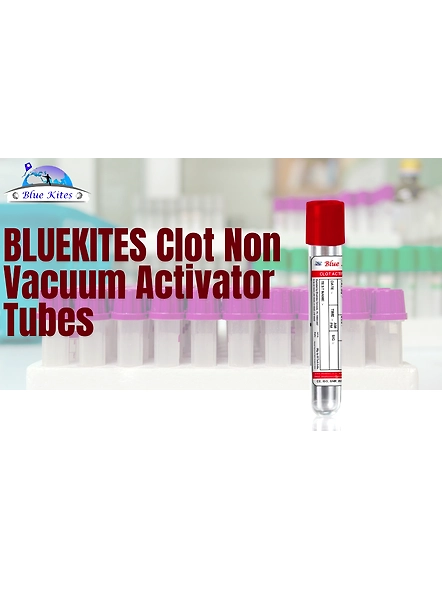 BLUEKITES Clot Non Vacuum Activator Tubes (200) -Red-ClotNonVacuumActivatorTubes200Red