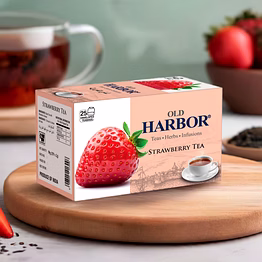 old harbor strawberry black tea 25 teabags with sachet 100% natural i immunity boosting sampler pack | non-bitter tea