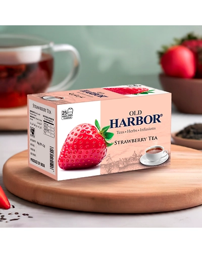 Old Harbor Strawberry Black Tea 25 teabags with sachet 100% Natural I Immunity Boosting Sampler Pack | non-bitter tea-strawberry