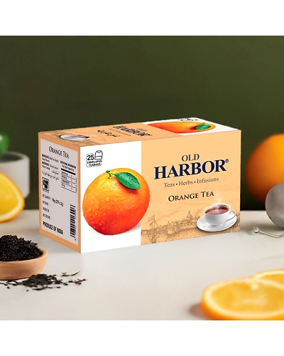 Old Harbor Orange Black Tea 25 tea bags with sachet-orange