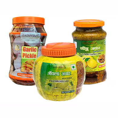PATANJALI PICKLE COMBO (Amla + Lemon + Garlic Pickle)-Groc_6702