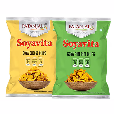 PATANJALI SOYAVITA- COMBO ( SOYA PIRI PIRI CHIPS + SOYA CHEESE CHIPS)-Groc_6778