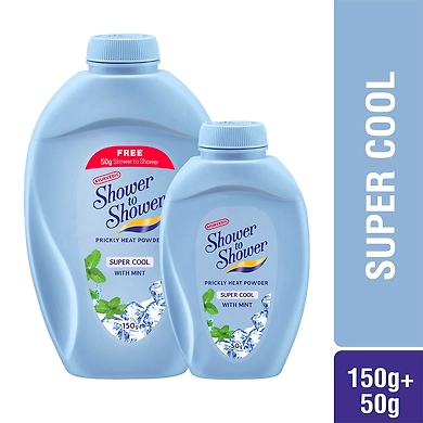 Shower to Shower Super Cool Talc, 150g+50g CC Free-ITC-SHO-C-300g
