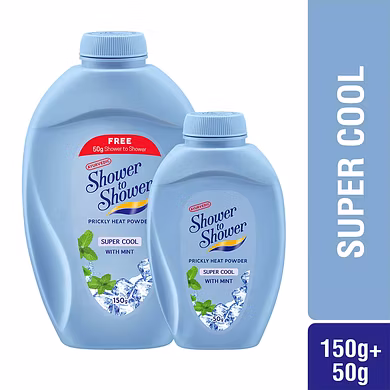Shower to Shower Super Cool Talc, 150g+50g CC Free-SKU-ENG049