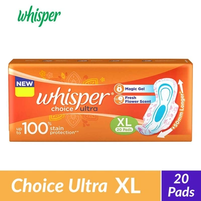 Whisper Choice Ultra Sanitary Napkins - XL (20 pieces)