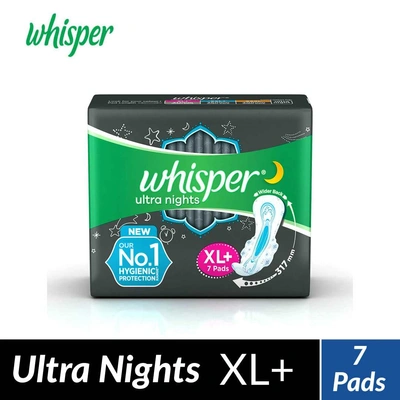 Whisper Ultra Night Sanitary Pads - XL+ (7 pieces)