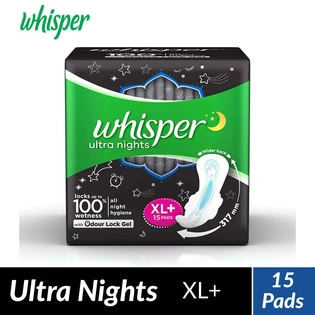 Whisper Ultra Night Sanitary Pads - XL+ (15 pieces)
