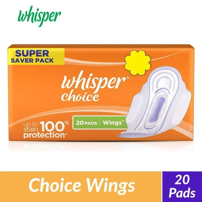 Whisper Choice Wings Sanitary Pads - 20 Pieces