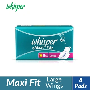 Whisper Maxi Fit Sanitary Pads - L Wings (8 pieces)