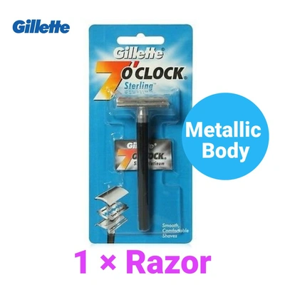 Gillette 7'o clock Manual Steel Sterling Shaving Razor - 1pc