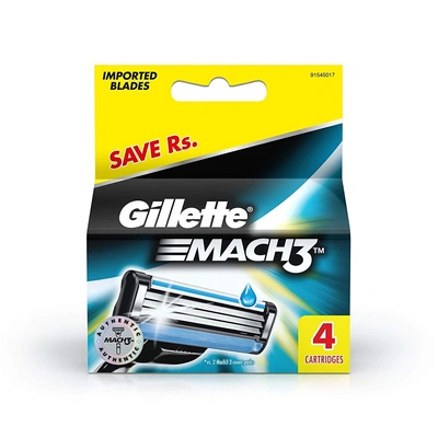 Gillette Mach 3 Manual Shaving Razor Blade (Cartridge) - 4pc