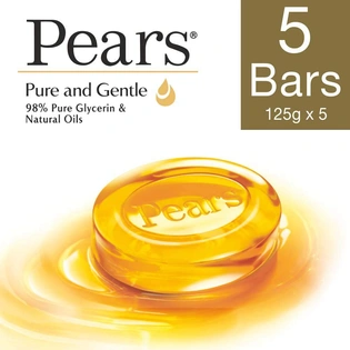 Pears Gel Bathing Bar - Pure and Gentle Soap 125g(Pack of 4+1Free)