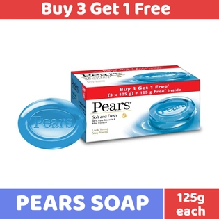 Pears Gel Bathing Bar - Soft and Fresh Soap 125g(Buy 3 Get 1 Free)