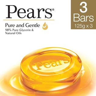 Pears Gel Bathing Bar - Pure and Gentle Soap 125g(Pack of 3)