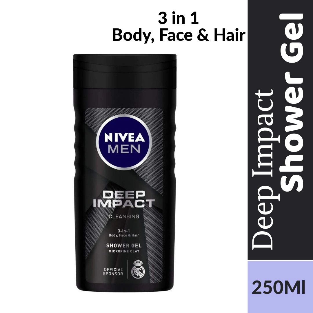 Nivea Men Shower Gel - Deep Impact Cleansing Body Wash 250ml Bottle-BM1516