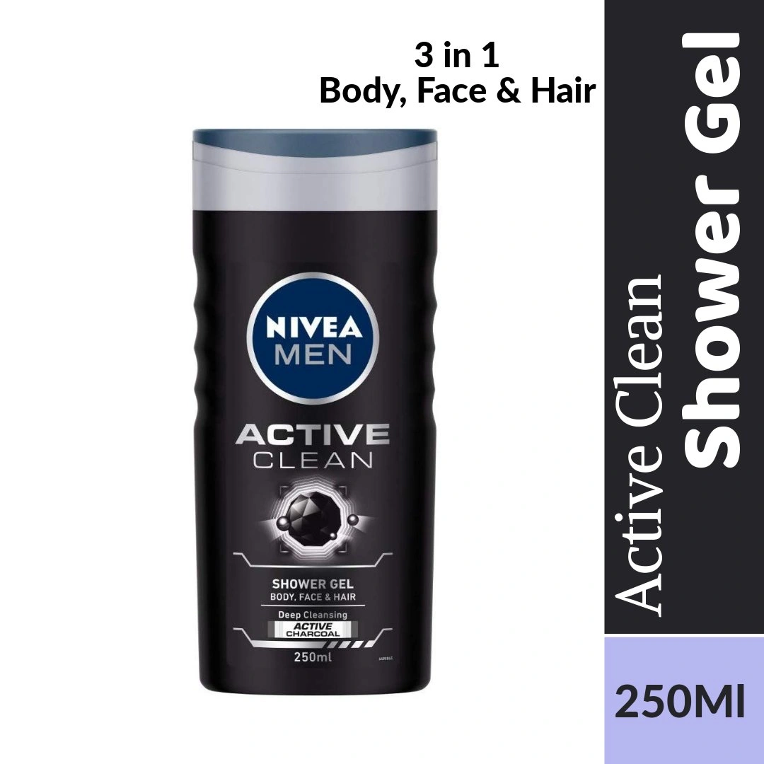 Nivea Men Shower Gel - Active Clean Body Wash 250ml Bottle-BM1525