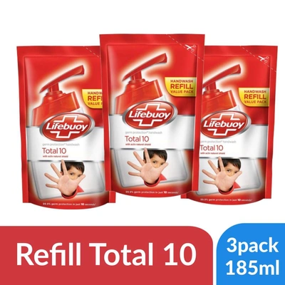 Lifebuoy Handwash - Total 10 Refill 185ml (Pack of 3)