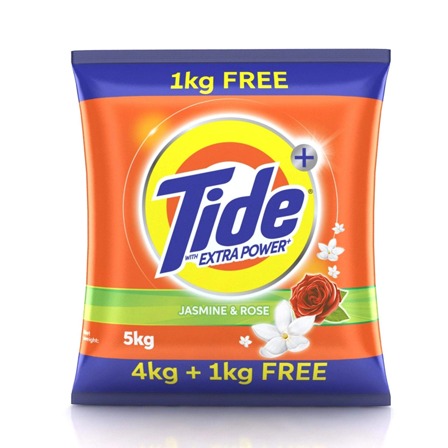 Tide Plus Jasmine &amp; Rose Detergent Powder Extra Power 4kg+1Kg Free-BM1656