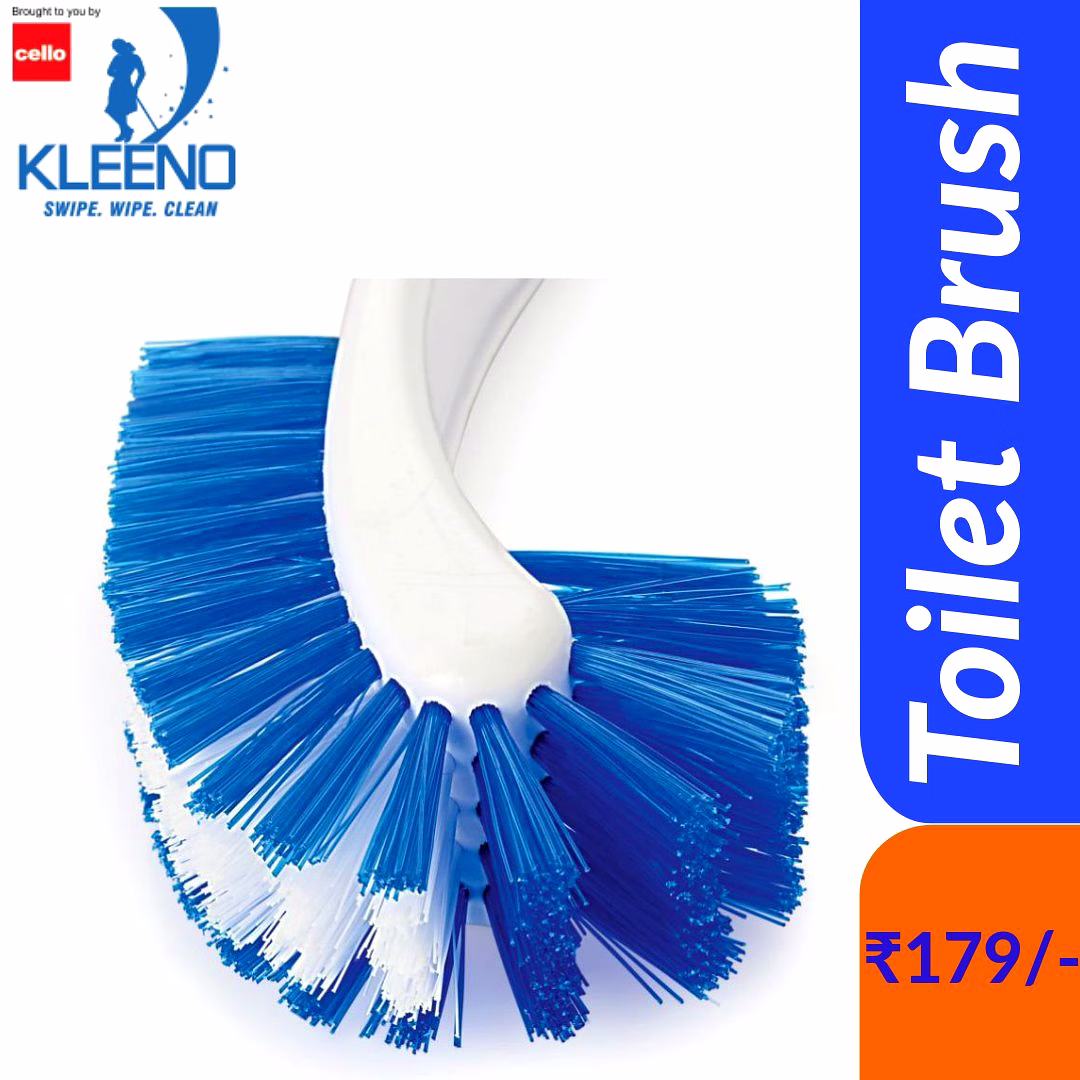 Cello Kleeno Dual Action Hockey Toilet Brush (Blue & White) image 1