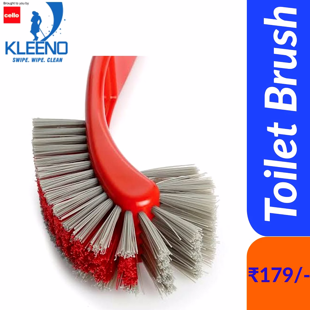 Cello Kleeno Dual Action Hockey Toilet Brush (Red & Grey) image 1