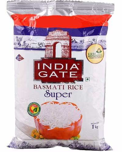 India Gate Basmati Rice Suoer 1kg-690225101103