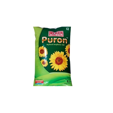 Puron Refined Sunflower Oil 1Ltr Pouch-SKU-EdibleOil-Puron1LtrPouch