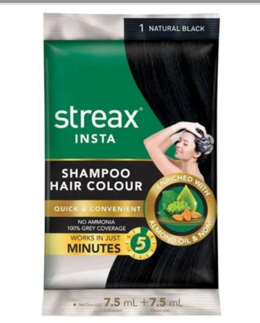 Streax Shampoo Hair Colour Natural Black-SKU-9076