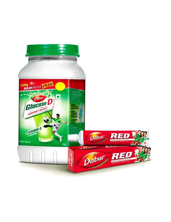 Dabur Glucose-D 1Kg (Free Dabur Red Paste 200g-SKU-9122